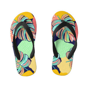 Chinelos Infantis Trabalho de arte Tropical: Monstera Design