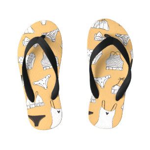 Chinelos Infantis Tropical Bikini: Padrão de Verão Desenhado à Mão