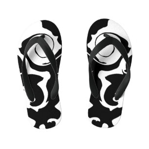 Chinelos Infantis Turbilhão de mármore preto e branco moderno