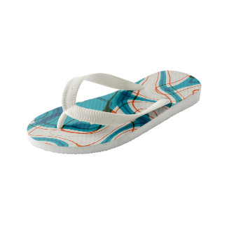 Chinelos Infantis Turquesa e rochas vermelhas