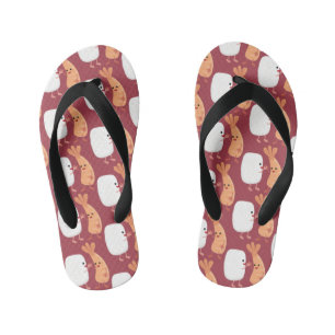 Chinelos Infantis Um desenho animado de amigos de camarão de arroz d