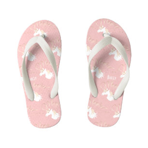 Chinelos Infantis Unicórnio Mágico Rosa Personalizado Moderno Menina