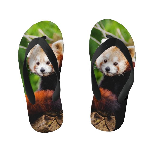 Chinelos Infantis Urso de panda vermelha bonito (Pé da cama)