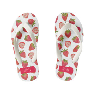 Chinelos Infantis Verão Tropical de Morango Personalizado