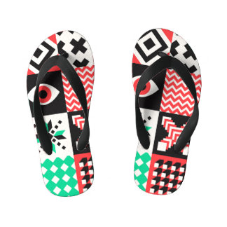 Chinelos Infantis Vintage Block Shapes Abstrato Fundo.