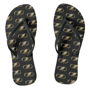 Chinelos Infinidade com a pena Pavão de Ouro