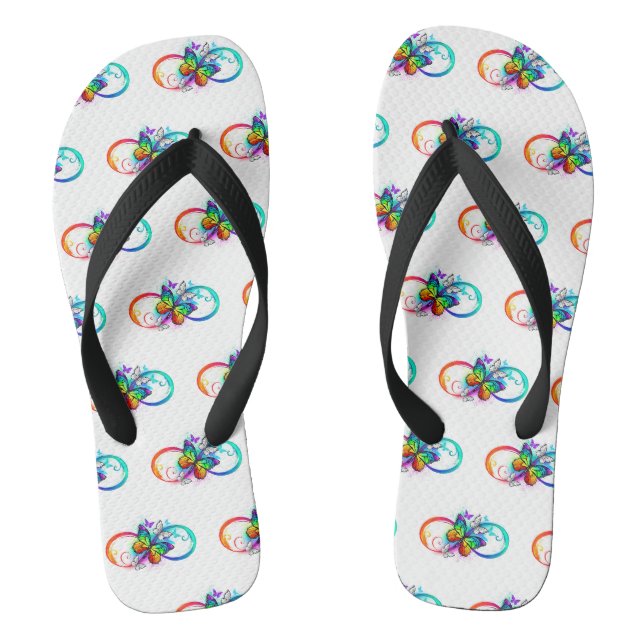 Chinelos Infinito brilhante com borboleta arco-íris (Pé da cama)