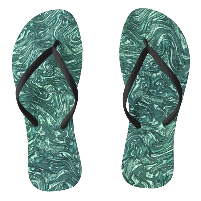 Chinelos Jade texturizado e tons de ciano verde (Pé da cama)