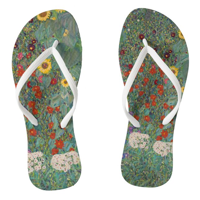 Chinelos Jardim fazenda Girassóis por Gustav Klimt Painting (Pé da cama)