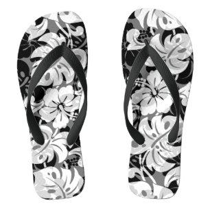 Chinelos Kalakaua Border havaiano Hibiscus Black