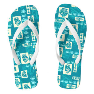 Chinelos Kua Bay Hawaiian Undersea Shells - Teal