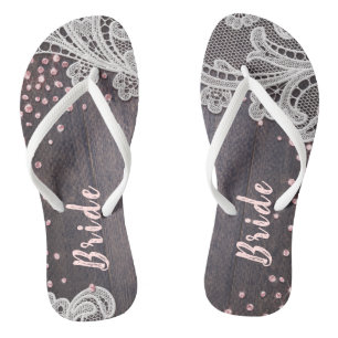 Chinelos Lace Rústica Lace, noiva brilhante