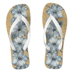 Chinelos Lanai Distressed Hawaiian Hibiscus - Azul