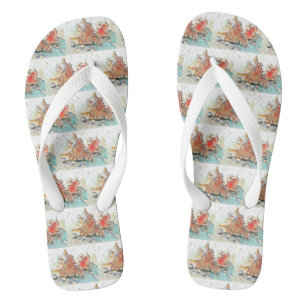 Chinelos Laranja Conchas na pintura aquosa de praia