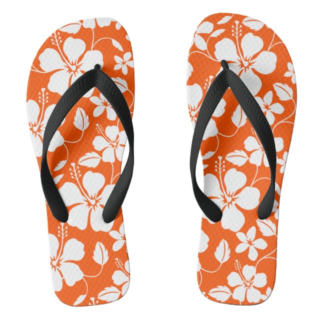 CHINELOS LARANJA HAWAIIAN HULA (HIBISCUS) (Pé da cama)