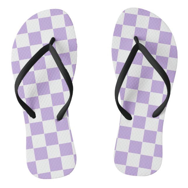 Chinelos Lavanda e branco verificados (Pé da cama)