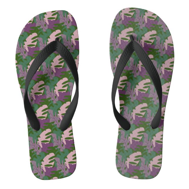 Chinelos Leaf Monstera Purple Green (Pé da cama)