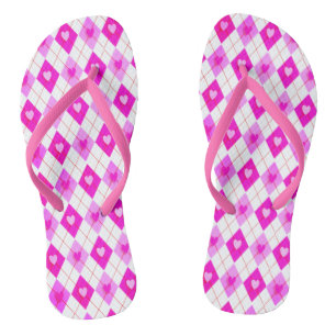 Chinelos Leggings com Padrão de Diamantes Rosa Argyle e Cor