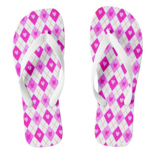 Chinelos Leggings com Padrão de Diamantes Rosa Argyle e Cor