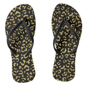 Chinelos Leopardo Dourado, Brilhante Dourada, Padrão-Leopar