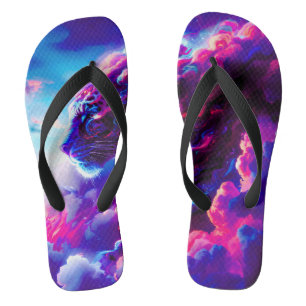 Chinelos Leopardo Neon Cósmico Futurista