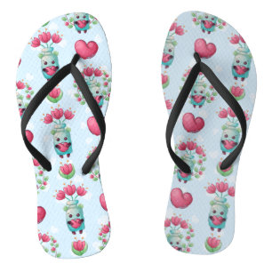 Chinelos Linda Floral Mason Jar Hearts Pattern