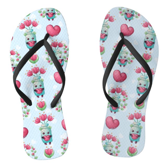 Chinelos Linda Floral Mason Jar Hearts Pattern (Pé da cama)