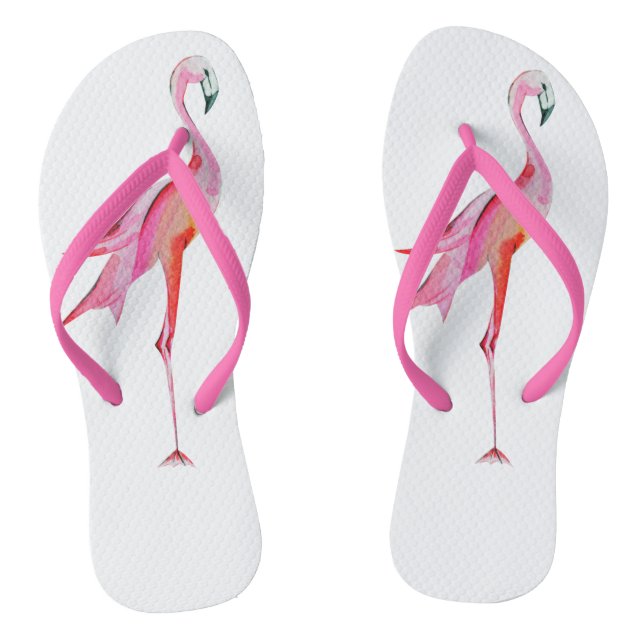 Chinelos Lindo Flamingo Aquarela Pássaro Tropical (Pé da cama)