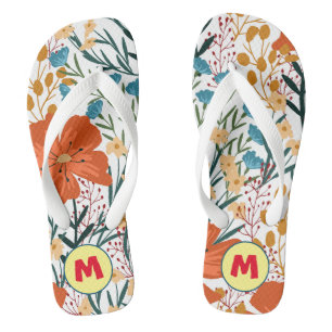 Chinelos Lindo monograma l Flores em aquarela para ela