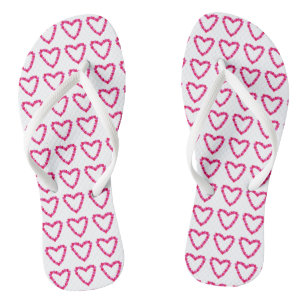 Chinelos Lindos Corações Vermelhos Rosa Coração de Corações