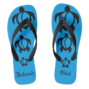 Chinelos LineA "Island Girl" Black Honu