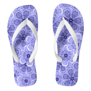 Chinelos Linha Floral Arte Branco N Roxo