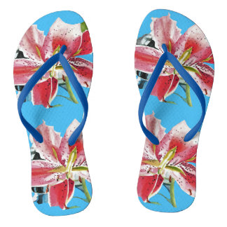 Chinelos Lírio Rosa Roxo Lirios floral Azul Sua Alegria