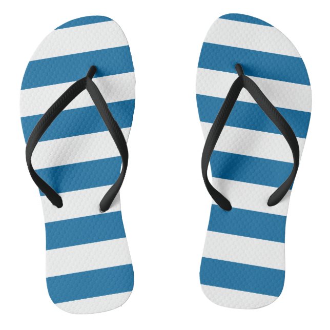 Chinelos Listras | Azul e branco | Personalizável | (Pé da cama)
