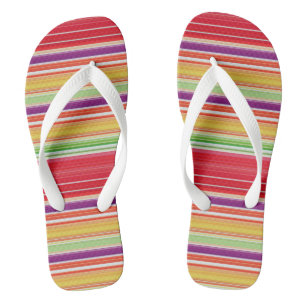 Chinelos Listras brancas e coloridas