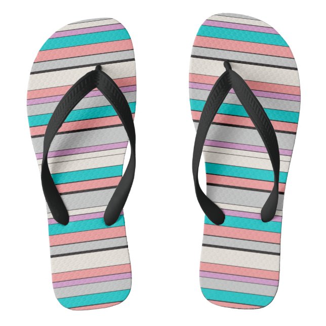 Chinelos Listras cinza aqua fofas (Pé da cama)