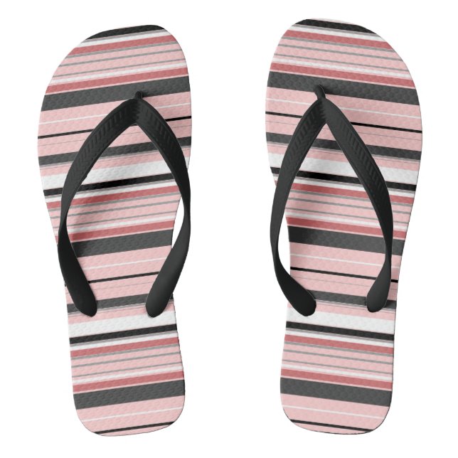 Chinelos Listras cinza rosa fofas (Pé da cama)