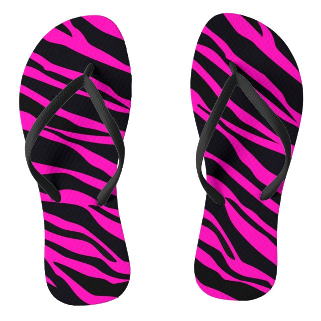 Chinelos Listras de Zebra Rosa Quente (Pé da cama)