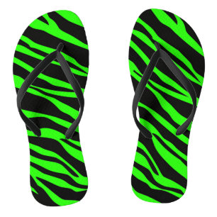 Chinelos Listras de Zebra Verde Neon