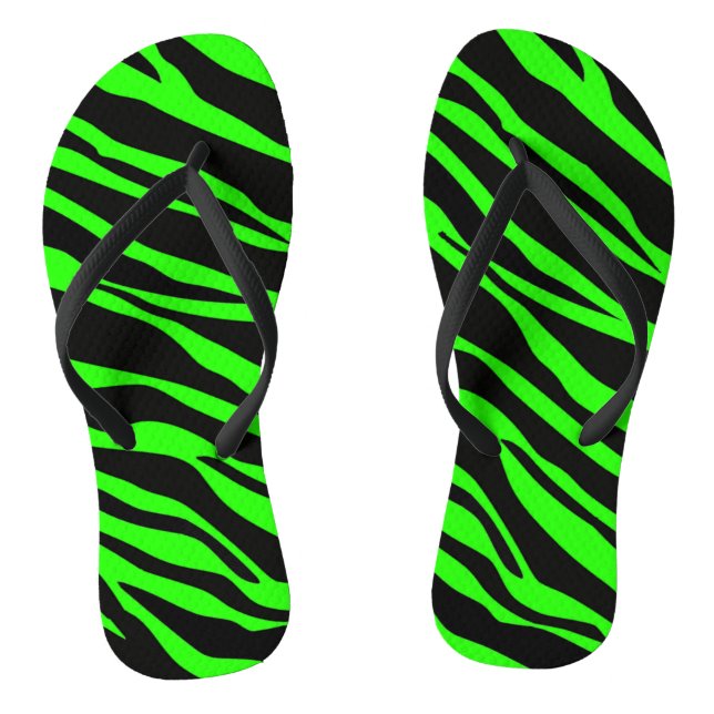 Chinelos Listras de Zebra Verde Neon (Pé da cama)