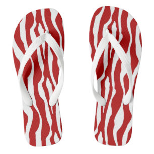 Chinelos Listras de zebra - Vermelho Intenso e Branco