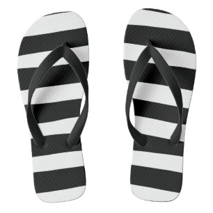 Chinelos Listras Desiguais - Preto e Branco