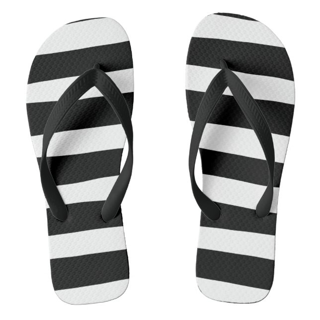 Chinelos Listras Desiguais - Preto e Branco  (Pé da cama)
