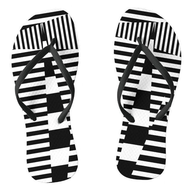 Chinelos Listras em Listras a Preto e Branco (Pé da cama)