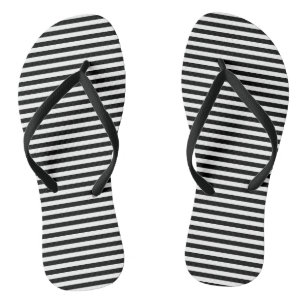 Chinelos Listras Finas Vintage Preto e Branco