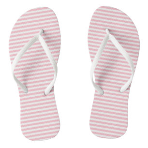 Chinelos Listras Horizontais Pequenas Rosa e Branco