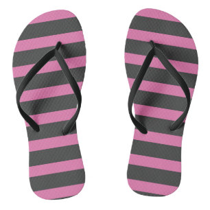 Chinelos Listras Rosa e Cinza