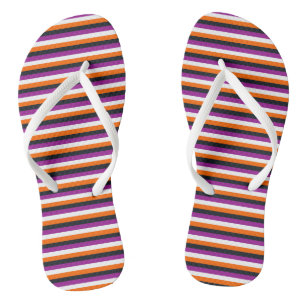 Chinelos Listras Vintage Laranja, Branco, Roxo e Preto