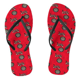 Chinelos Logotipo Darts E Quadro De Pontos Em Vermelho,