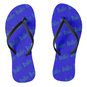 Chinelos Logotipo do Nome Blue Bradley em Mosaico Azul,